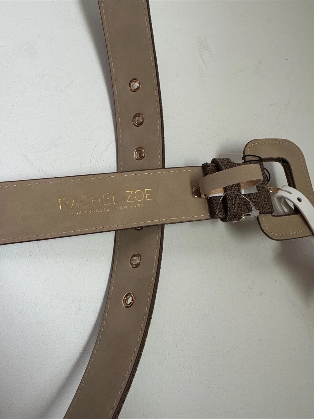 Rachel Zoe Brown Woven Belt with Gold-Tone Buckle